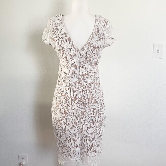 Lulus Right Sheer, Right Now White Lace Bodycon Mini Dress size medium - Picture 9 of 14